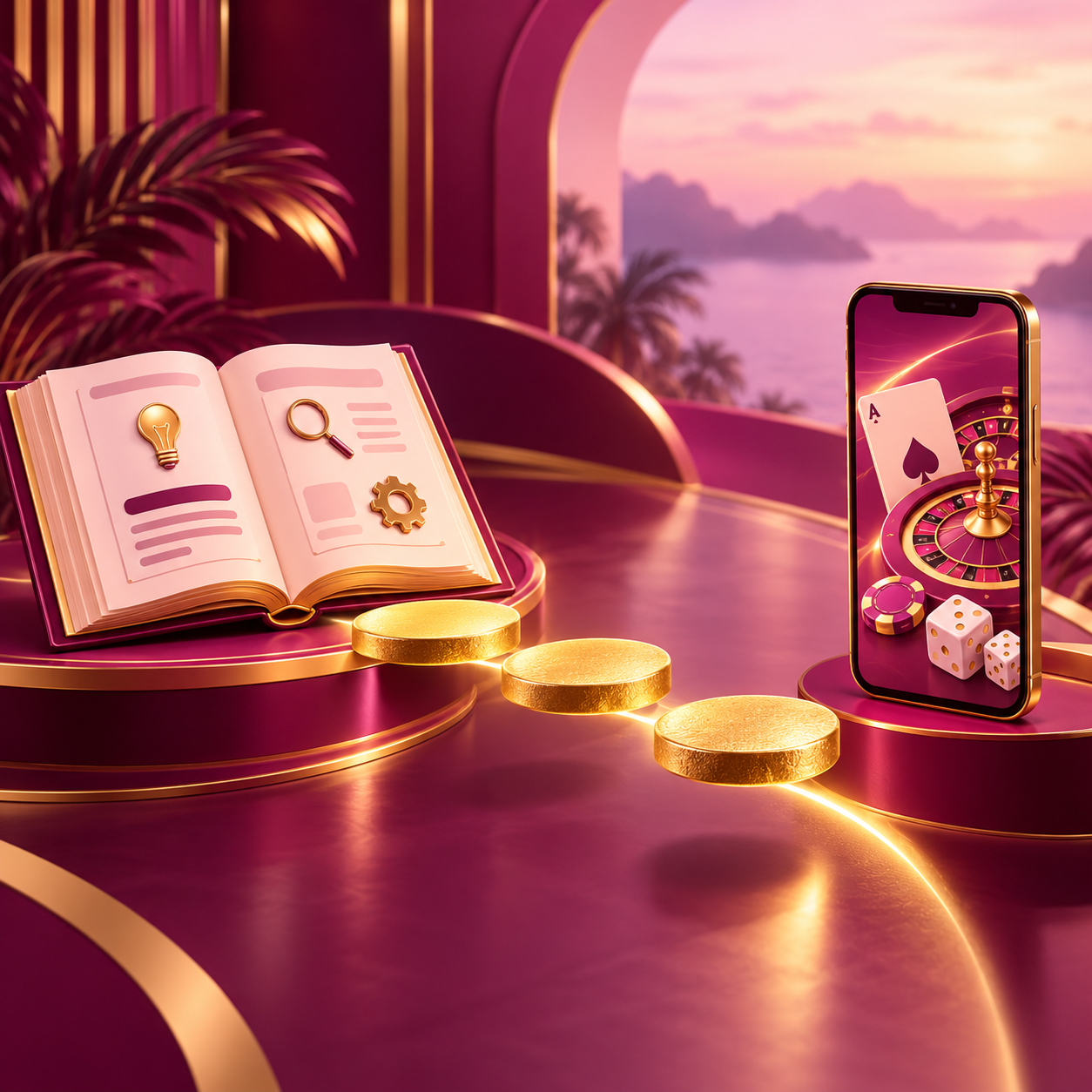 Gold stepping stones beside a phone illustrating a beginner learning journey