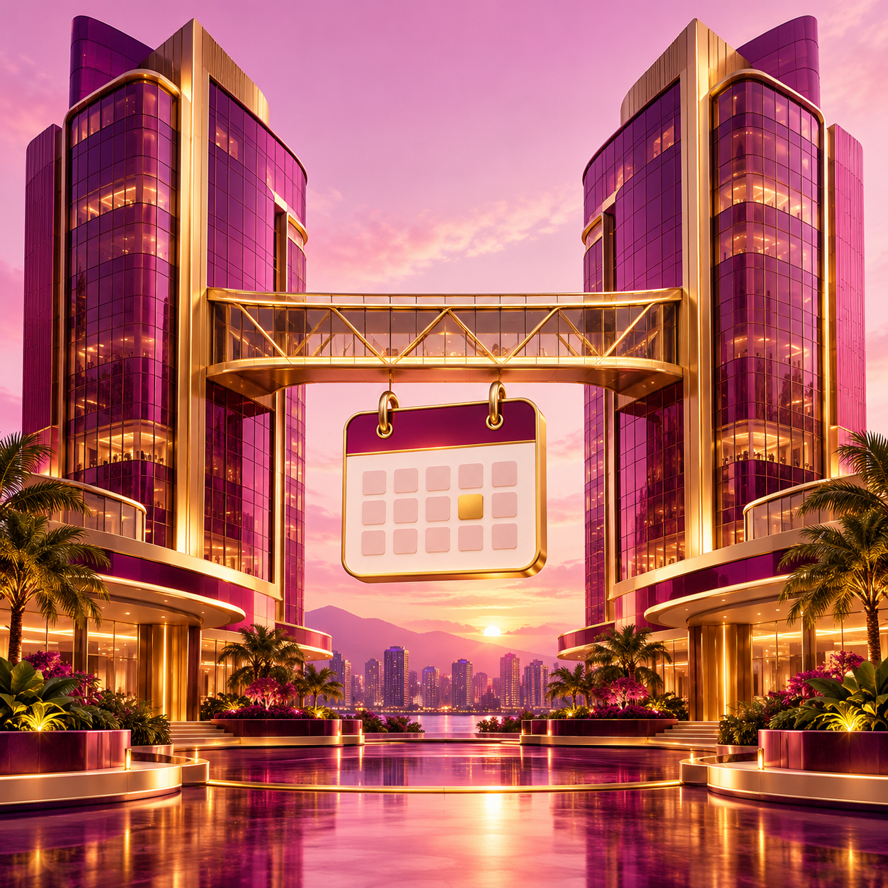 Two corporate towers connected by a gold bridge representing a platform partnership